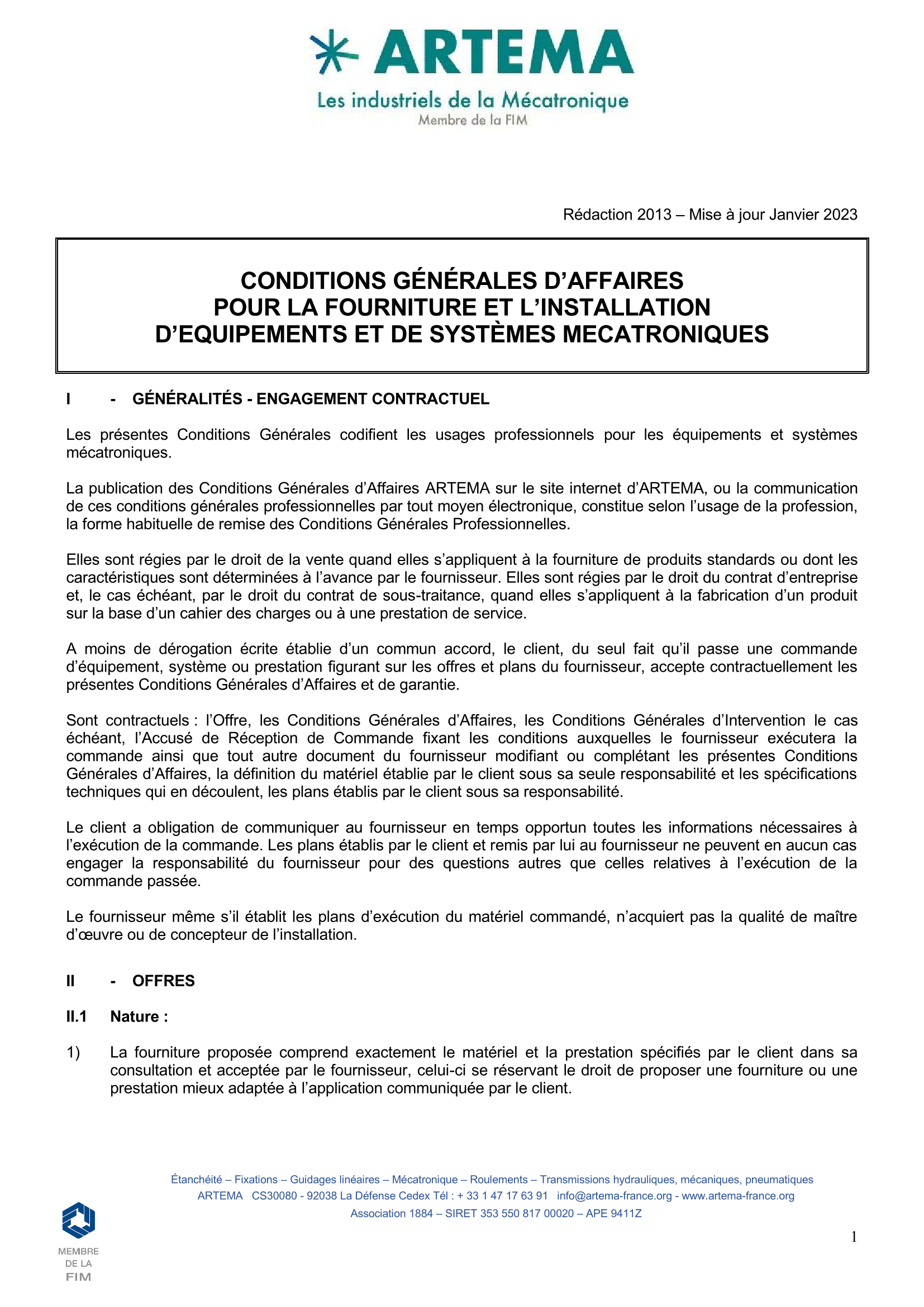 CGV Equipements et Systèmes Mécatroniques - Juin 2013-MAJ 2023